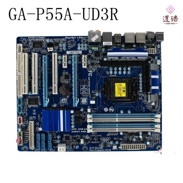 Carte mère pour Gigabyte GAP55AUD3R Carte mère 16 Go 3 * PCI USB2.0 LGA 1156 DDR3 ATX P55 Boîte principale à 100% Testé entièrement