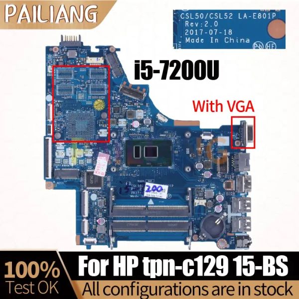 Carte mère pour HP Pavilion 15BS TPNC129 OPRODUCTEUR MONDE CSL50 / CSL52 LAE801P 926247001 I57200U avec Port VGA Nothbook Board DDR4