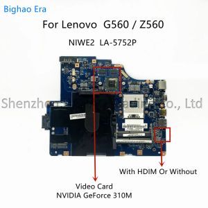 Moederbord voor Lenovo G560 Z560 Laptop Motherboard Niwe2 La5752p met HM55 -chipset GT310m videokaart 100% volledig getest