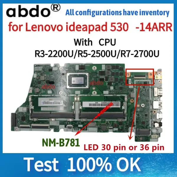 Carte mère pour Lenovo Yoga 53014Arr 530S14arr Flex 614Ar Laptop Motherboard.NMB781 Motherboard.W / AMD R32200U R52500U R72700U CPU