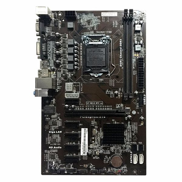 Freeshipping Motherboard H81A-BTC V20 Miner ATX Board LGA1150 Socket Processor H81 Mainboard Support 6 Tarjeta gráfica para minería