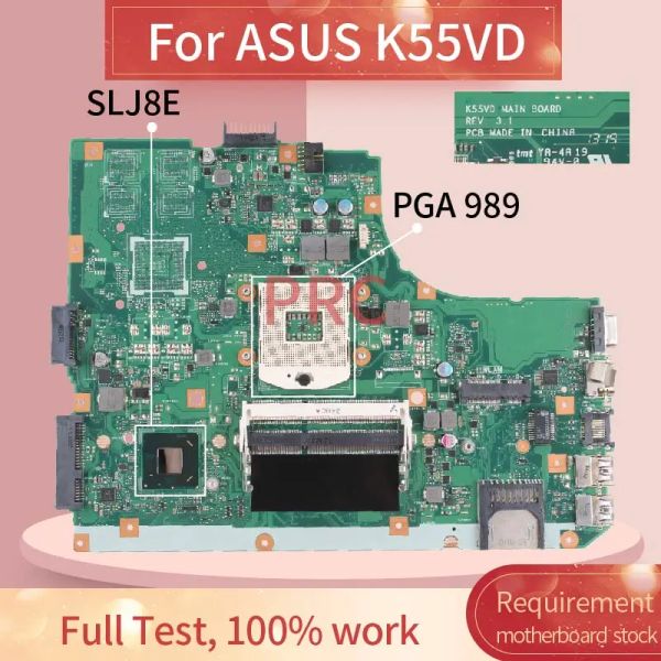 Placa base K55VD Laptop placa base para ASUS K55A A55V K55VD K55V K55 Notebook Parrinboard Rev.3.1 SLJ8E HM75 DDR3 probado