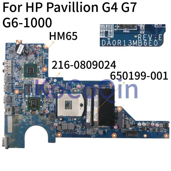 Carte mère Kocoqin ordinateur portable carte mère pour HP Pavillion G4 G41000 G6 HD6470 Boîte principale 650199001 636375001 DA0R13MB6E1 2160809024 HM65