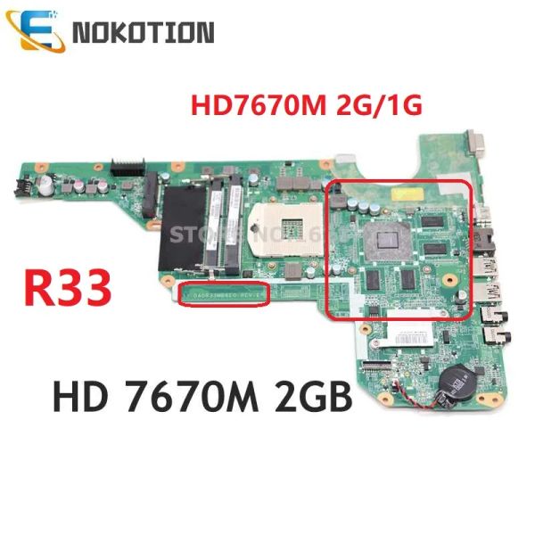 Carte d'ordinateur portable de la carte mère pour HP G42000 G62000 G72000 G4 G6 G7 Boîte principale 680570001 680570501 DA0R33MB6E0 HM76 HD7670M 2G CPU gratuit!