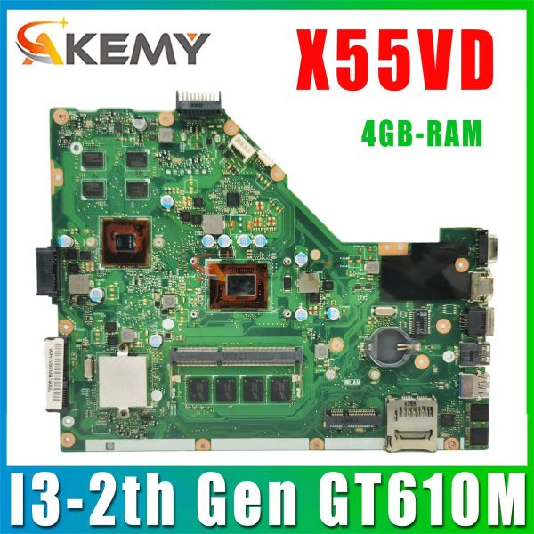 Carte-manche pour la carte mère pour ASUS X55VD F55VD X55C F55C ordinateur portable I32th Gen ou support i3 2e génération UMA / GT610M Board principal 4gbram