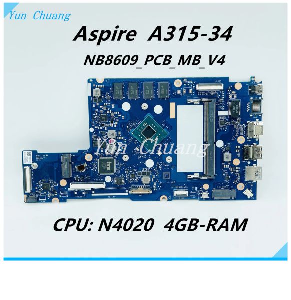 Carte mère NB8609_PCB_MB_V4 V5 pour Acer Extensa 21531 EX21531 Aspire A315 A31534 N19H1 Branche mère d'ordinateur
