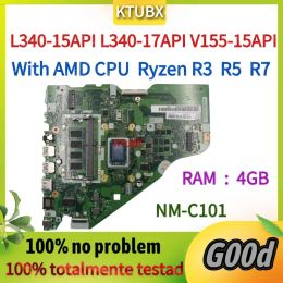 Carte mère NMC101.Pour Lenovo L34015API L34017API V15515API Laptop Motorard. Avec R3 R5 R7 CPU AMD 4GB RAM.DDR4.100% entièrement testé