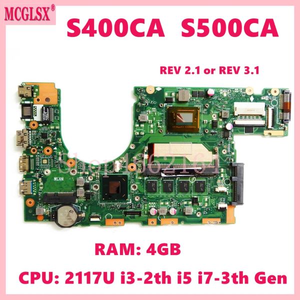 Carte mère S400CA REV: 2.1 / REV: 3.1 avec 847U i32th i53th Gen CPU 4GB RAM Board Main pour ASUS S500C S400C S500CA S400CA OPRODUCTE