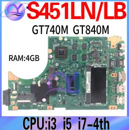 Placa base S451L Laptop placa base para ASUS S451LN S451LB S451LA PRINTO CPU I3 I5 I74th RAM4GB GT740M GT840M UMA 100% Funcionando