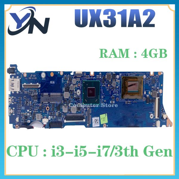 Carte mère UX31A Boîte principale pour Asus ZenBook UX31A2 ordinateur portable Motherboard i3 i5 I7 3th Gen 4GBram Notebook Board Main Rev: 2.0 4.1 100% Test OK