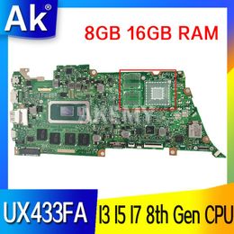 Moederbord ux433fa moederbord voor asus zenbook 14 ux433f ux433fn u4300f ux433 laotop mainboard i3 i5 i5 i7 8e gen cpu 8gb 16gb ram