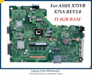 Placa base al por mayor de la computadora portátil de alta calidad para ASUS X75VB X75A Rev3.0 ParrleBard i3 4GB DDR3 100% probado
