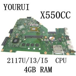 Moederbord X550cc voor ASUS X550C X550CL X552C Y581C R510C Laptop Moederbord met 2117U/I3/I5 CPU en 4GB RAM MACHTBOUD UMA