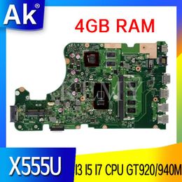 Carte mère X555UJ Note à carnet Contexte Main 4GB RAM I3 I5 I7 CPU V2G GT920M GT940M pour ASUS X555UF F555U X555UB X555UQ X555U Liptop Motherboard Mother