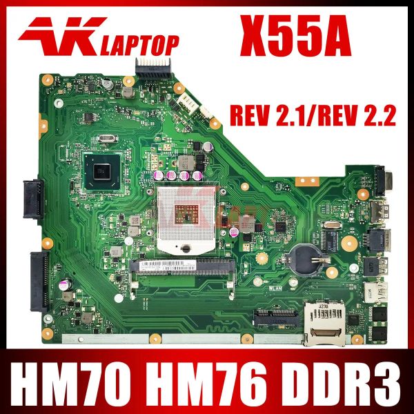 Carte mère X55A ordinateur portable Motherboard HM70 HM76 convient à Asus X55A Board Motorard Board Constard Rev 2.1 / Rev2.2 DDR3