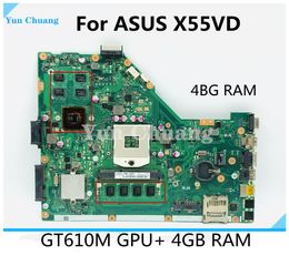 Placa base x55vd plana plana para la placa base ASUS X55V X55VD con la computadora portátil con GT610M GPU 2G/4GB RAM HM76 DDR3 100% PRUEBA TRABAJO