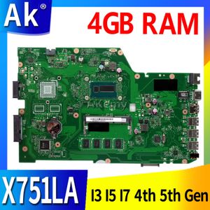 Carte mère X751LA ordinateur portable Motherboard i3 i5 i7 4th génération 5th Gen CPU 4GB RAM pour ASUS X751LA X751LAB X751LD X751L