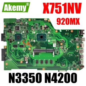 Moederbord X751NV laptop moederbord voor ASUS X751N X751NV X751NC Mainboard N3350 N4200 CPU 920MX GPU 4GB RAM