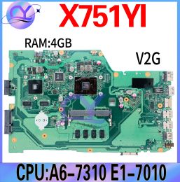 Placa base X751YI La portada de la computadora portátil para ASUS X751BP X751Y K751B K751Y K751BP Parrinstroom 4gram E17010 A67310 GPU V2G 100% Funcionando bien