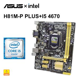 Cartes mères 1150 Kit de carte mère ASUS H81MP Plus carte mère + i5 4670 CPU Intel H81 Motorard 8 Go DDR3 RAM USB3.0 Microatx