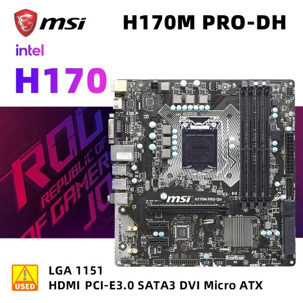 Cartes mère 1151 Kit de carte mère MSI H170M Prodh + i5 6400 CPU INTLE H170 4X DDR4 64GB M.2 PCIE 3.0 SATA III USB3.1 HDMI Micro ATX