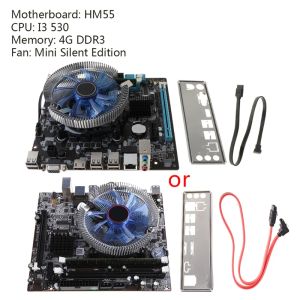 Moederborden 1set HM55 Computer Moederbord I3 I5 LGA 1156 4G Memory Cooler Fan Atx Desktop Computer Mainboard Game Assembly Kit