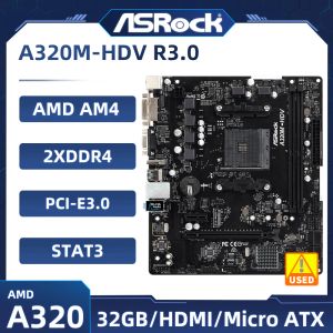 Cartes mères A320 ASROCK ASROCK A320MHDV R3.0 SOCKET AM4 DDR4 32 Go M.2 PCIe 3.0 Prise en charge R3 R5 R7 R9 AMD CPU USB3.1 VGA Micro ATX