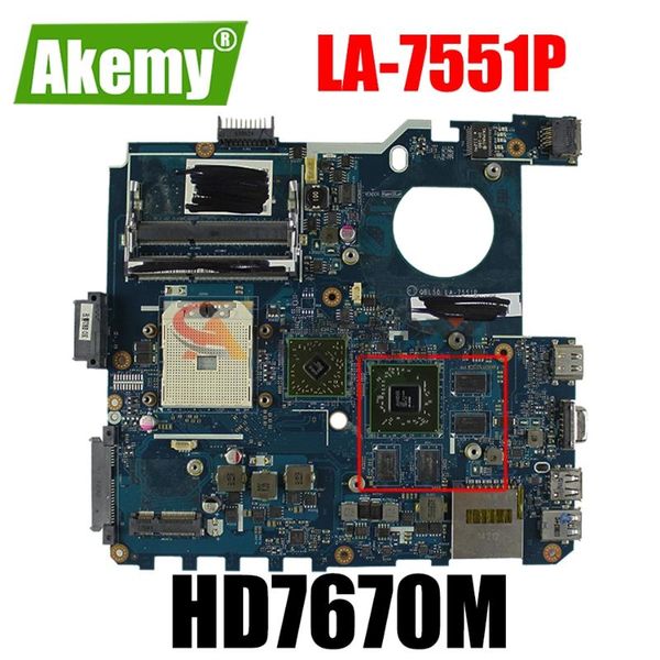 Placas base Akemy para Asus placa base QBL50 LA-7551P HD7670M K43T K43TA X43T K43TK placa base de computadora portátil placa lógica 100% de trabajo