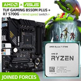 Placas base AMD Ryzen 7 5700G R7 CPU + ASUS TUF GAMING B550M PLUS ATX Micro-ATX Conjunto de placa base AM4 Compatible con procesador R5 R9