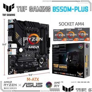 Placas base Amd TUF Gaming B550m-Plus DDR4 Motor de placa base AM4 Soporte de placa base Ryzen 5000 3000 CPU R5 R7 R9 Kit RGB PCIe4.0 Drop dhuuq