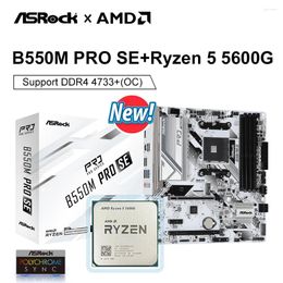 Moederborden Asrock AMD Kit Ryzen 5 5600G en B550M Pro SE Moederbord B550 Placa Mae AM4 DDR4 128GB PCI-E 4.0 M.2 SATA III 4733 (OC)MHz