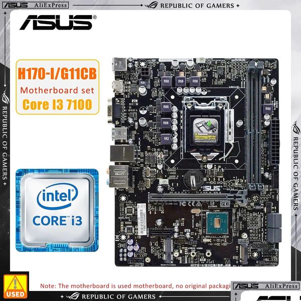 Placas base ASUS H170I/G11CB ADDI3 7100 CPU LGA 1151 Kit de placa base DDR4X2 32GB Intel H170 USB3.0 Micro ATX Drop de entrega Computadores Otah9