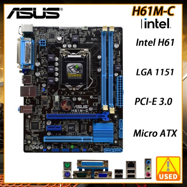 Cartes mères ASUS H61MC Motorard LGA 1155 DDR3 Intel H61 16 Go USB 2.0 SATA III Micro ATX pour Core i32130 I53340