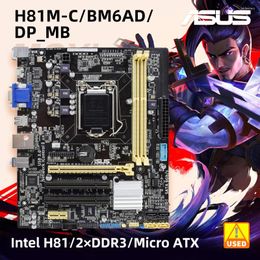 Cartes mères ASUS H81M-C / BM6AD / DP_MB Intel H81 Motherboard DDR3 LGA 1150 Prise en charge de socket pour le noyau i3 4130 4170 4330 4340 4350 Boîte principale utilisée