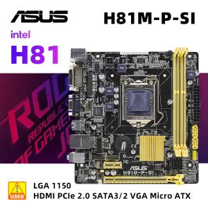 Cartes mères ASUS H81MPSI + I3 4170 CPU LGA 1150 Kit de carte mère Intel H81 Motorard DDR3 16GB PCIE 2.0 SATA III VGA USB3.0 Micro ATX