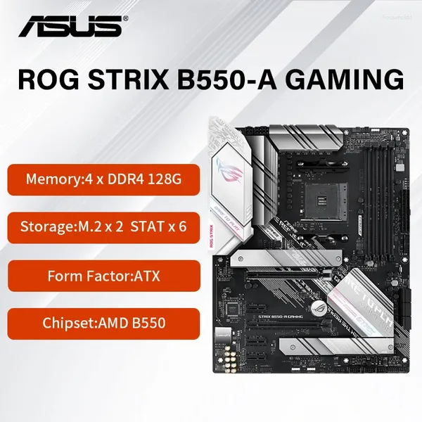 Cartes mères ASUS ROG STRIX B550-A Carte mère de jeu PCIe 4.0 Dual M.2 avec dissipateurs thermiques SATA 6 Gbps USB 3.2 Gen2 et Aura Sync RGB