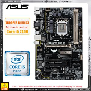 Placas base Asus Trooper B150 D3+ I57400 CPU LGA 1151 Kit de placa base DDR4 Intel B150 32GB PCIe 3.0 PCIe 3.0 Micro ATX para I36100 CPUS