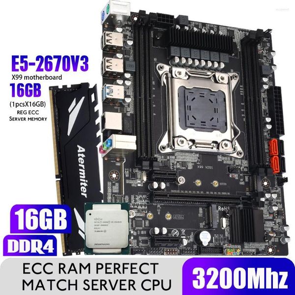 Juego de placa base Atermiter D4 con Xeon E5 2670 V3 LGA2011-3 CPU REG ECC RAM 1 16GB 3200 DDR4 Memoria