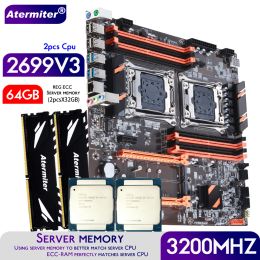 Moederborden atermiter Dual X99 Moederbord met LGA 20113 Xeon E5 2699 V3 *2 CPU met 2PCSX32GB = 64 GB DDR4 3200MHz Server Memory Combo Kit