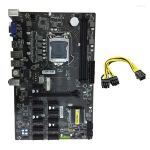 Placas base -B250 BTC Mining Motherboard con cable de alimentación de 6 pines a 8 pines 12 ranuras PCI-E LGA1151 DDR4 Memoria USB3.0 SATA3.0 MSATA