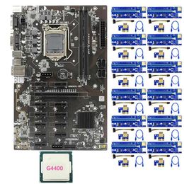 Schede madri Scheda madre mineraria B250 con 12 Pcs 009S PCIE Riser Card 1 G4400 CPU LGA1151 DDR4 DIMM SATA3.0 Slot per BTC