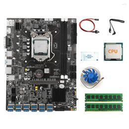 Cartes mères B75 12 PCIE/USB3.0 BTC Miner carte mère CPU 2X4G DDR3 RAM ventilateur graisse thermique SATA câble commutateur LGA1155 MSATA