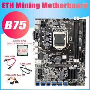 Placas base B75 12USB ETH Minería Placa base G16XX CPU 2XSATA Cable 4PIN A SATA 12USB3.0 USB Miner