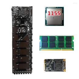 MOEDER BOARDEN -B75 BTC MIJNBOARD 8 PCI -E GRAFIEK SLOT 65MM LGA1155 DDR3 RAM SATA3.0 met G1610 CPU 4G 120G SSD SET