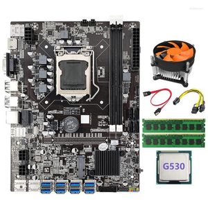 Cartes mères -B75 BTC Mining Carte mère G530 CPU Câble SATA 2XDDR3 4GB 1333Mhz RAM LGA1155 8XPCIE vers USB B75