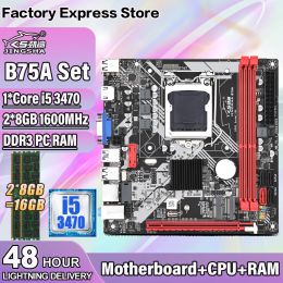 Moederborden B75 LGA 1155 Itx moederbordkit met Core I5 3470 Processor+2*8GB = 16GB DDR3 Memory B75 Placa Mae Set Ondersteuning WiFi NVME M.2 B75A