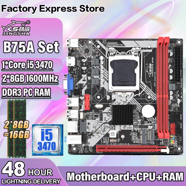 Cartes mères B75 LGA 1155 Kit de carte mère ITX avec processeur Core i5 3470 + 2 * 8gb = 16 Go DDR3 Mémoire B75 Placa MAE Set Support WiFi NVME M.2 B75A