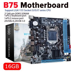 Moederborden B75 Moederbord LGA1155 Socket 16GB Microatx PC Hoofdbord VGA+HDMICompatibel+RJ45 Port PCI Express X16 X1 Slot Board