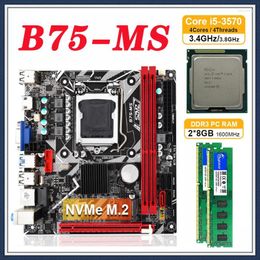Cartes mères B75-MS MINI ITX Carte mère avec processeur I5 3570 LGA 1155 2 8GB 16GB 1600Mhz DDR3 RECC RAM Support USB3.0 SATA3.0 NVME