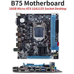 Cartes mères B75 PC MAIN BORD LGA1155 PORTE 16GB MICROATX BURANCE MAIN MANADEBORD VGA + HDMICOMPATIBLE + RJ45 PORT PCI Express X1 X1 Slot